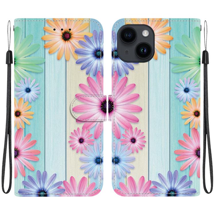 Crystal Texture Colored Drawing Leather Phone Case