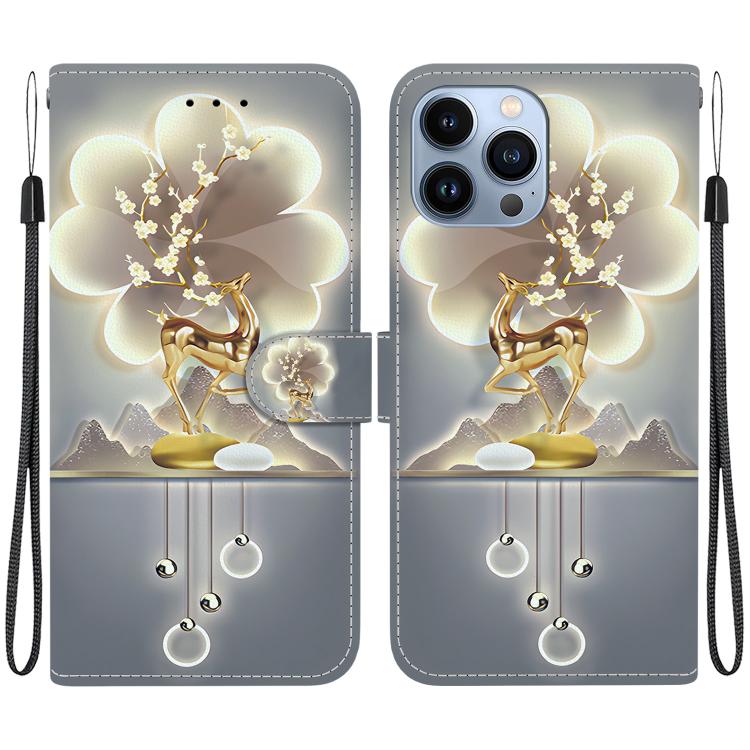 Crystal Texture Colored Drawing Leather Phone Case, For iPhone 13 Pro