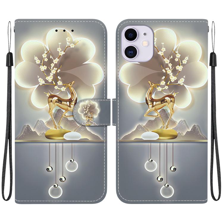 Crystal Texture Colored Drawing Leather Phone Case