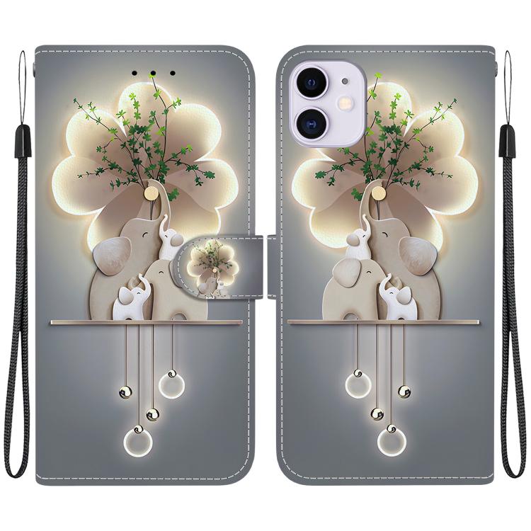 Crystal Texture Colored Drawing Leather Phone Case