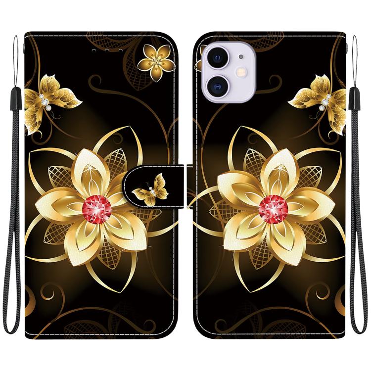 Crystal Texture Colored Drawing Leather Phone Case