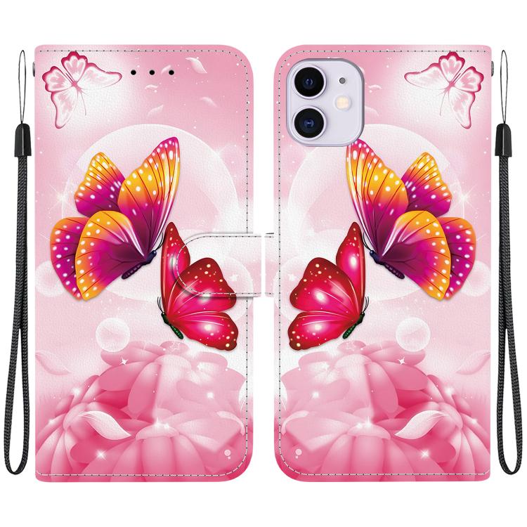 Crystal Texture Colored Drawing Leather Phone Case