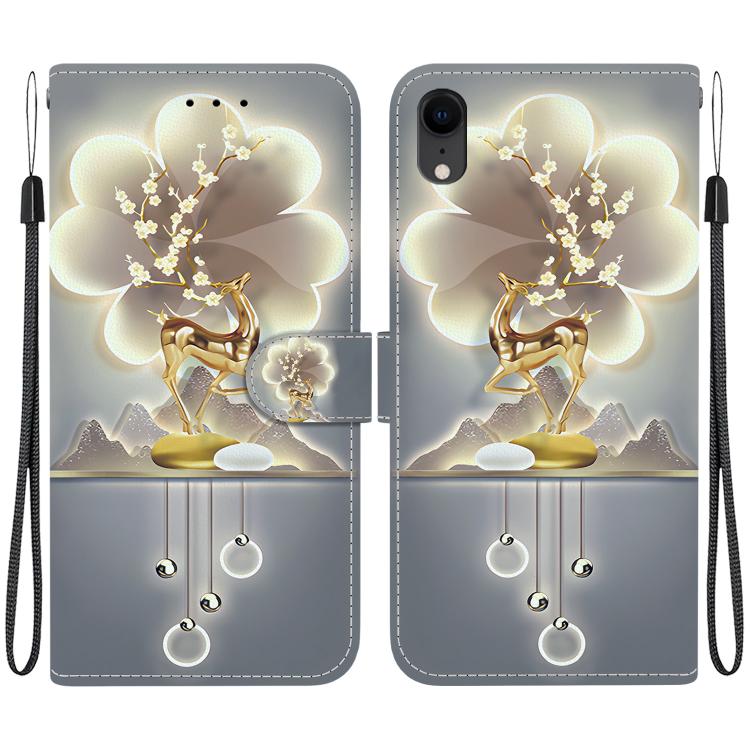 Crystal Texture Colored Drawing Leather Phone Case