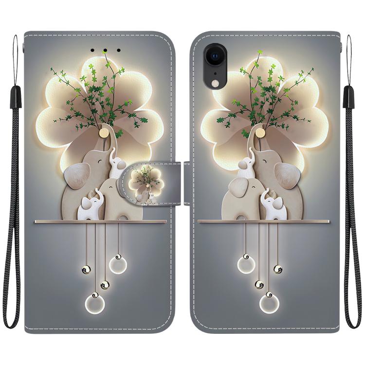 Crystal Texture Colored Drawing Leather Phone Case