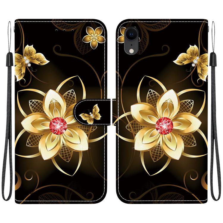 Crystal Texture Colored Drawing Leather Phone Case
