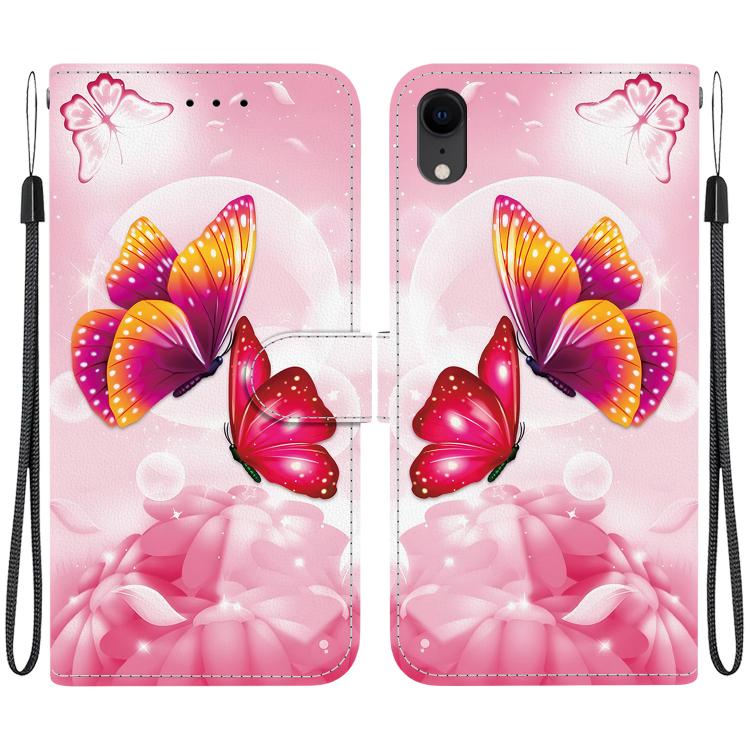 Crystal Texture Colored Drawing Leather Phone Case