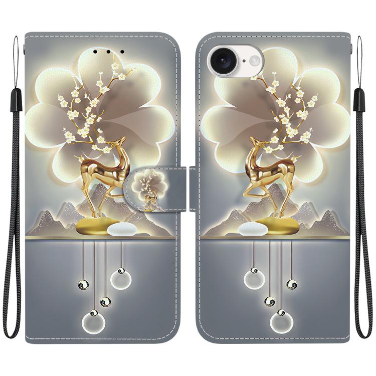 Crystal Texture Colored Drawing Leather Phone Case