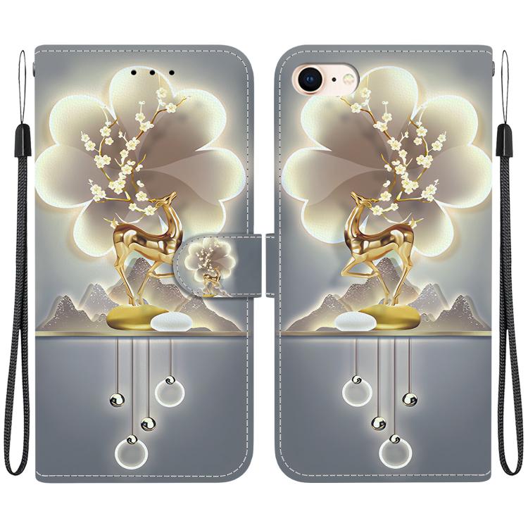 Crystal Texture Colored Drawing Leather Phone Case