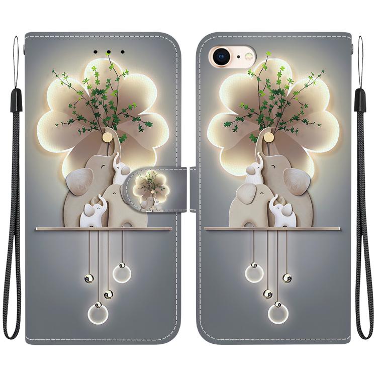Crystal Texture Colored Drawing Leather Phone Case