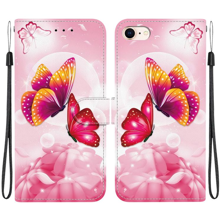 Crystal Texture Colored Drawing Leather Phone Case