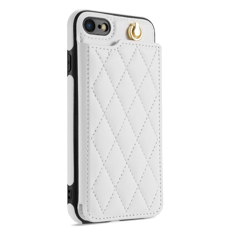 Rhombic Dual Buckle Card Slots Phone Case with Lanyard, For iPhone SE 2022 / 2020 / 8 / 7, For iPhone 13 Pro Max, For iPhone 13 Pro, For iPhone 12 / 12 Pro