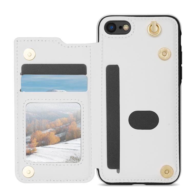 Rhombic Dual Buckle Card Slots Phone Case with Lanyard, For iPhone SE 2022 / 2020 / 8 / 7, For iPhone 13 Pro Max, For iPhone 13 Pro, For iPhone 12 / 12 Pro