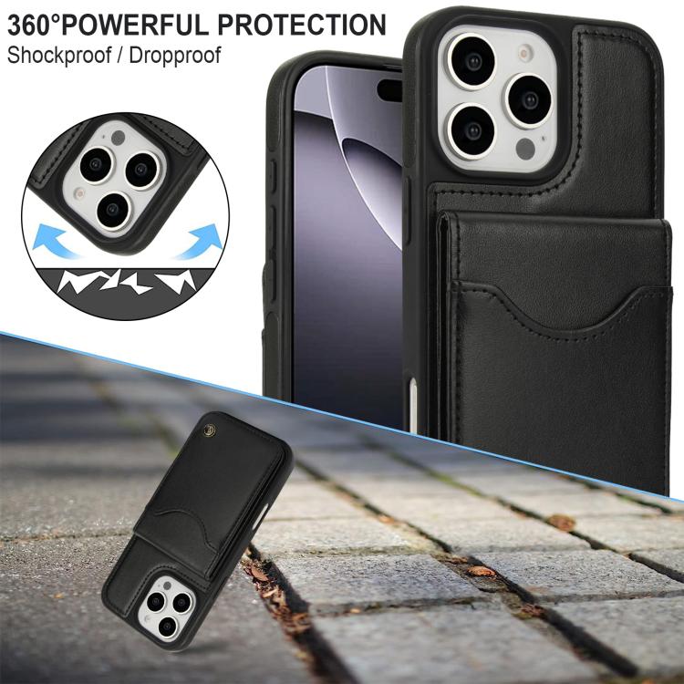 AwQuer Vertical Flip Card Bag Holder Leather Phone Case, For iPhone 16 Pro Max, For iPhone 16 Pro, For iPhone 16 Plus
