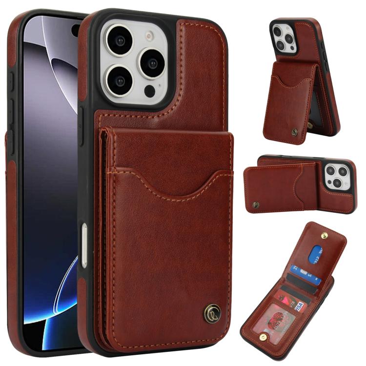 AwQuer Vertical Flip Card Bag Holder Leather Phone Case, For iPhone 16 Pro Max, For iPhone 16 Pro, For iPhone 16 Plus