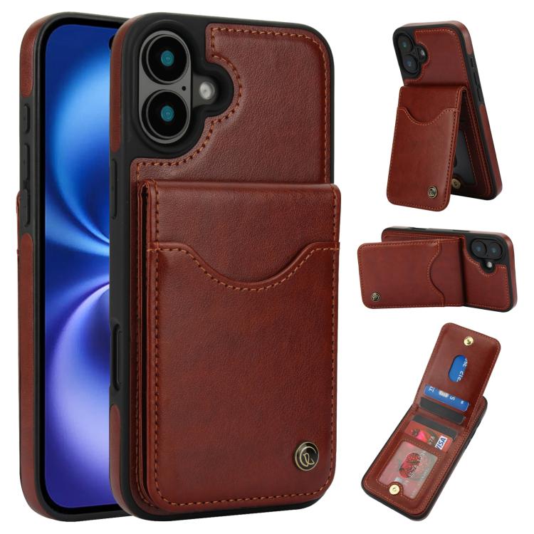 AwQuer Vertical Flip Card Bag Holder Leather Phone Case, For iPhone 16 Pro Max, For iPhone 16 Pro, For iPhone 16 Plus