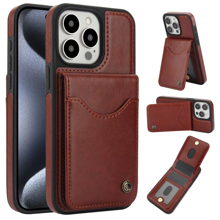 AwQuer Vertical Flip Card Bag Holder Leather Phone Case, For iPhone 16, For iPhone 15 Pro Max, For iPhone 15 Pro