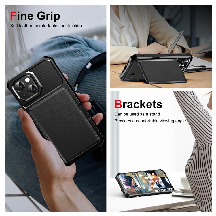 Horizontal Flip Card Bag Holder Leather Phone Case, For iPhone 15 Plus, For iPhone 15, For iPhone 14 Plus, For iPhone 14