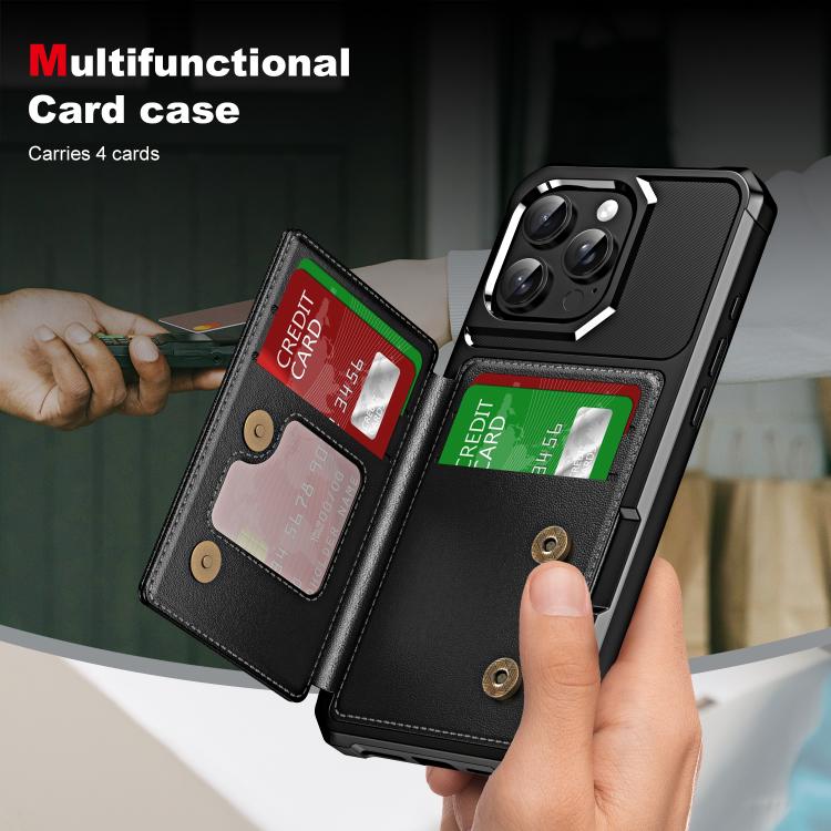 Horizontal Flip Card Bag Holder Leather Phone Case, For iPhone 16 Pro Max, For iPhone 16 Pro, For iPhone 15 Pro Max, For iPhone 15 Pro