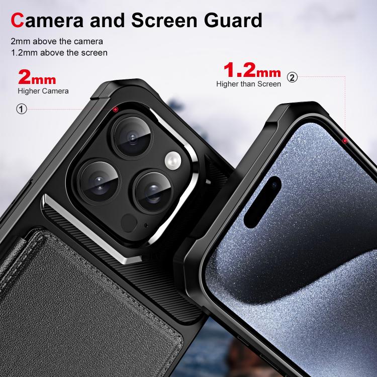 Horizontal Flip Card Bag Holder Leather Phone Case, For iPhone 16 Pro Max, For iPhone 16 Pro, For iPhone 15 Pro Max, For iPhone 15 Pro