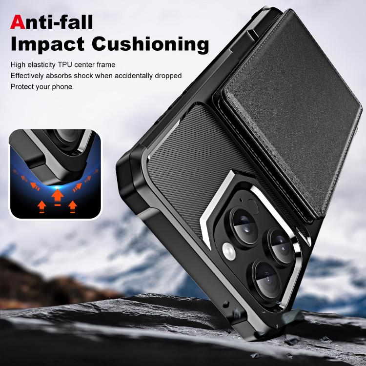 Horizontal Flip Card Bag Holder Leather Phone Case, For iPhone 16 Pro Max, For iPhone 16 Pro, For iPhone 15 Pro Max, For iPhone 15 Pro