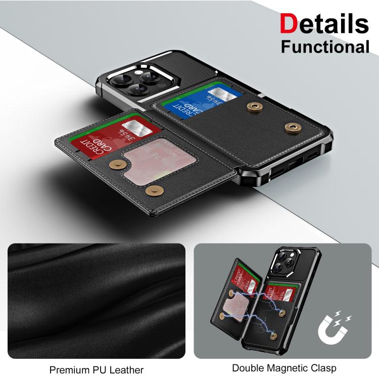 Horizontal Flip Card Bag Holder Leather Phone Case, For iPhone 16 Pro Max, For iPhone 16 Pro, For iPhone 15 Pro Max, For iPhone 15 Pro