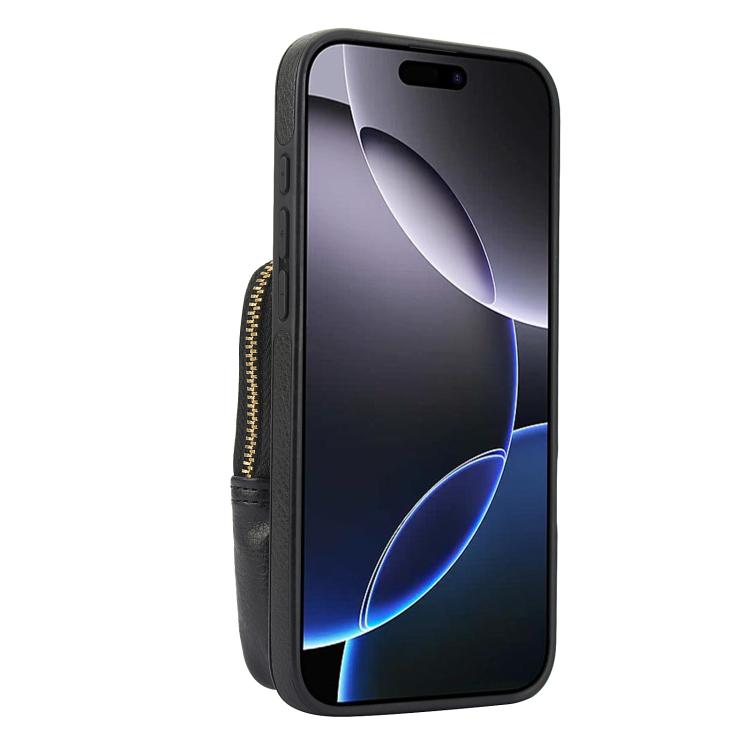 AwQuer Crossbody Zipper Wallet Bag Litchi Leather Phone Case, For iPhone 16 Pro Max, For iPhone 16 Pro, For iPhone 16 Plus