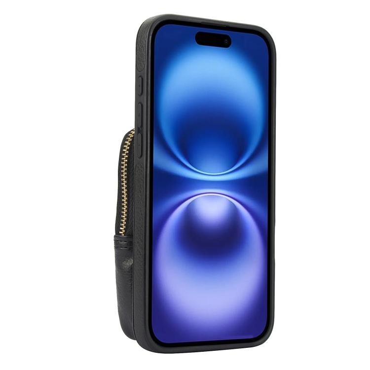 AwQuer Crossbody Zipper Wallet Bag Litchi Leather Phone Case, For iPhone 16, For iPhone 15 Pro Max, For iPhone 15 Pro