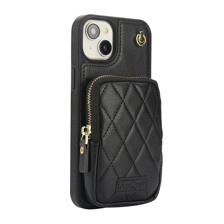 AwQuer Crossbody Zipper Wallet Bag Litchi Leather Phone Case, For iPhone 14 / 13, For iPhone 14 Pro, For iPhone 14 Pro Max