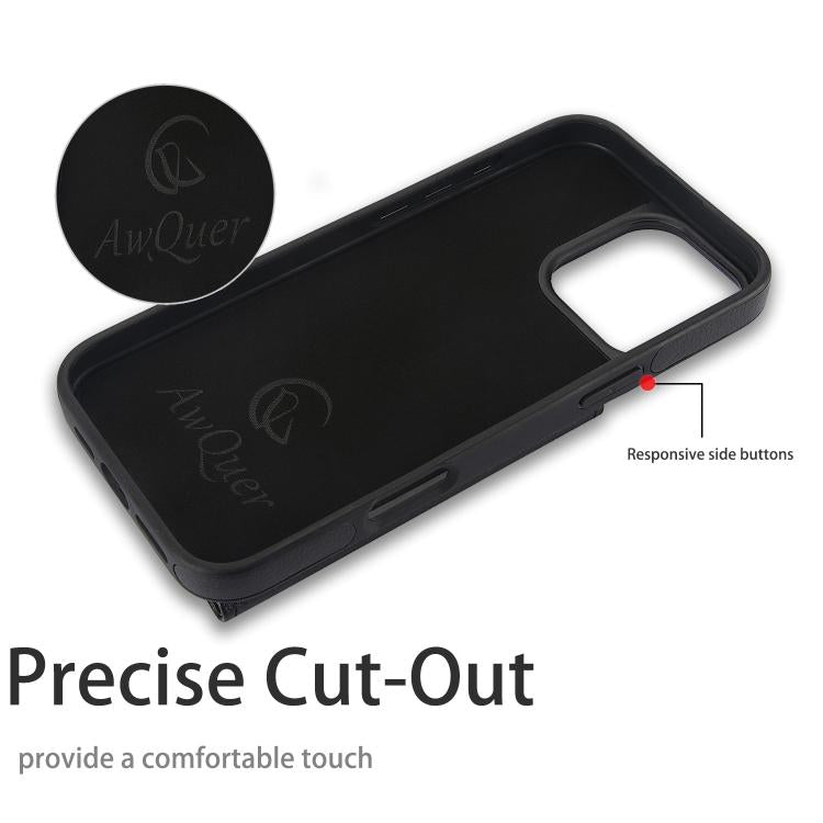 AwQuer Horizontal Flip Card Bag Holder Leather Phone Case, For iPhone 16 Pro Max, For iPhone 16 Pro, For iPhone 16 Plus, For iPhone 16