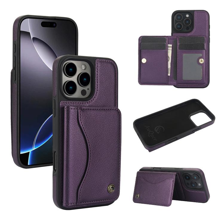 AwQuer Horizontal Flip Card Bag Holder Leather Phone Case, For iPhone 16 Pro Max, For iPhone 16 Pro, For iPhone 16 Plus, For iPhone 16