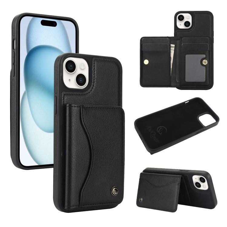 AwQuer Horizontal Flip Card Bag Holder Leather Phone Case, For iPhone 15 Pro Max, For iPhone 15 Pro, For iPhone 15 Plus, For iPhone 15