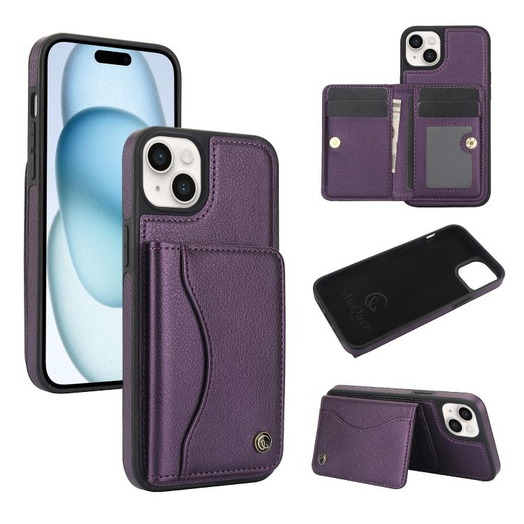 AwQuer Horizontal Flip Card Bag Holder Leather Phone Case, For iPhone 15 Pro Max, For iPhone 15 Pro, For iPhone 15 Plus, For iPhone 15