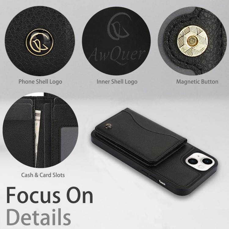 AwQuer Horizontal Flip Card Bag Holder Leather Phone Case, For iPhone 14 Plus, For iPhone 14 / 13, For iPhone 14 Pro, For iPhone 14 Pro Max