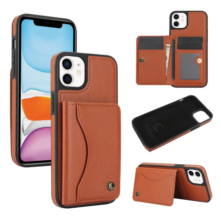 AwQuer Horizontal Flip Card Bag Holder Leather Phone Case, For iPhone 12 Pro Max, For iPhone 11 Pro Max, For iPhone 11, For iPhone 11 Pro