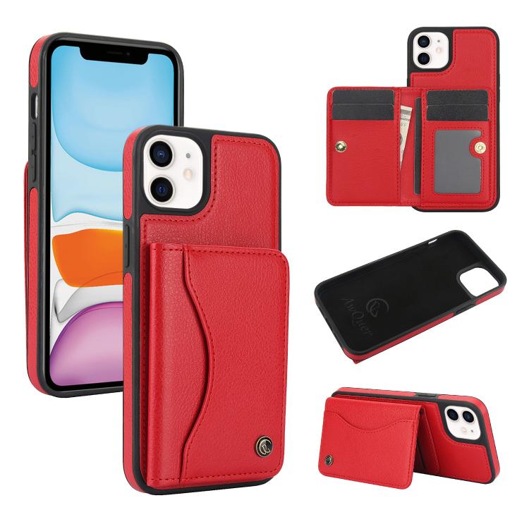 AwQuer Horizontal Flip Card Bag Holder Leather Phone Case, For iPhone 12 Pro Max, For iPhone 11 Pro Max, For iPhone 11, For iPhone 11 Pro