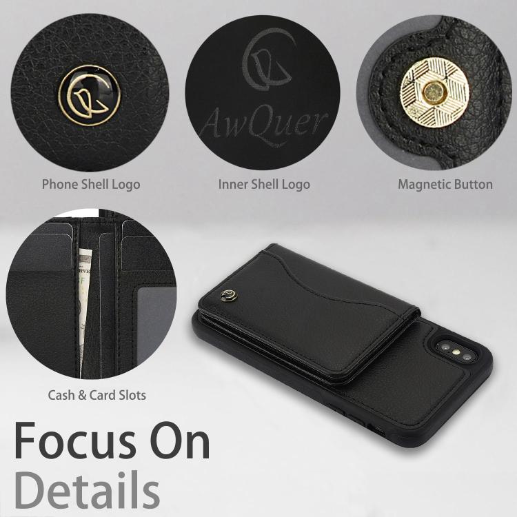 AwQuer Horizontal Flip Card Bag Holder Leather Phone Case, For iPhone X / XS, For iPhone XR, For iPhone XS Max, For iPhone 7 Plus / 8 Plus