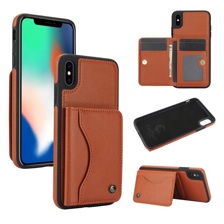 AwQuer Horizontal Flip Card Bag Holder Leather Phone Case, For iPhone X / XS, For iPhone XR, For iPhone XS Max, For iPhone 7 Plus / 8 Plus