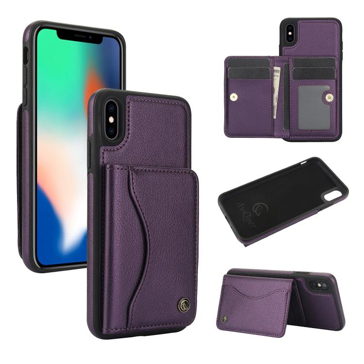 AwQuer Horizontal Flip Card Bag Holder Leather Phone Case, For iPhone X / XS, For iPhone XR, For iPhone XS Max, For iPhone 7 Plus / 8 Plus