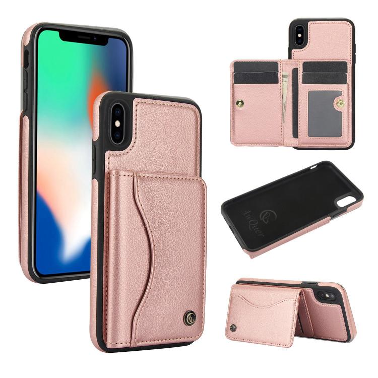 AwQuer Horizontal Flip Card Bag Holder Leather Phone Case, For iPhone X / XS, For iPhone XR, For iPhone XS Max, For iPhone 7 Plus / 8 Plus