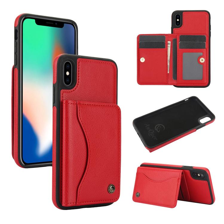 AwQuer Horizontal Flip Card Bag Holder Leather Phone Case, For iPhone X / XS, For iPhone XR, For iPhone XS Max, For iPhone 7 Plus / 8 Plus