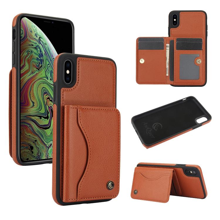 AwQuer Horizontal Flip Card Bag Holder Leather Phone Case, For iPhone X / XS, For iPhone XR, For iPhone XS Max, For iPhone 7 Plus / 8 Plus