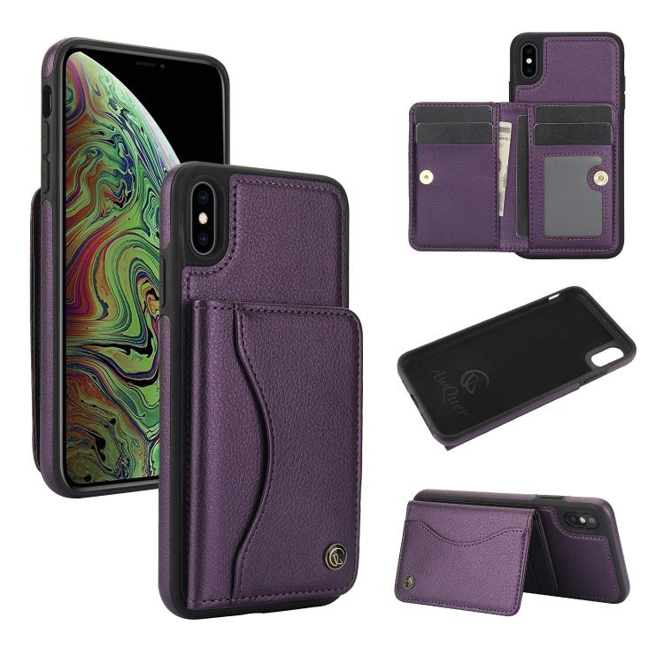 AwQuer Horizontal Flip Card Bag Holder Leather Phone Case, For iPhone X / XS, For iPhone XR, For iPhone XS Max, For iPhone 7 Plus / 8 Plus