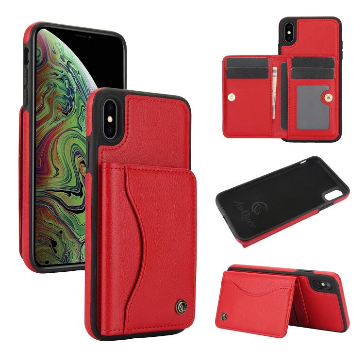 AwQuer Horizontal Flip Card Bag Holder Leather Phone Case, For iPhone X / XS, For iPhone XR, For iPhone XS Max, For iPhone 7 Plus / 8 Plus