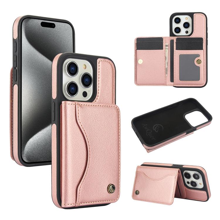 AwQuer Horizontal Flip Card Bag Holder Leather Phone Case, For iPhone 15 Pro Max, For iPhone 15 Pro, For iPhone 15 Plus, For iPhone 15