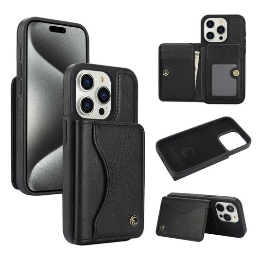 AwQuer Horizontal Flip Card Bag Holder Leather Phone Case, For iPhone 15 Pro Max, For iPhone 15 Pro, For iPhone 15 Plus, For iPhone 15