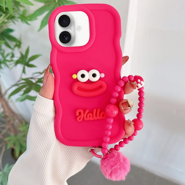 Cartoon Sausage Mouth TPU Phone Case with Bead Chain, For iPhone 16 Pro Max, For iPhone 16 Pro, For iPhone 16 Plus, For iPhone 16