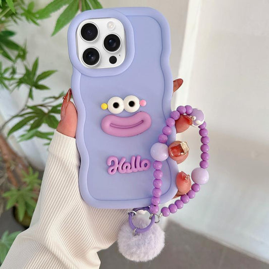 Cartoon Sausage Mouth TPU Phone Case with Bead Chain, For iPhone 15 Pro Max, For iPhone 15 Pro, For iPhone 15 Plus, For iPhone 15