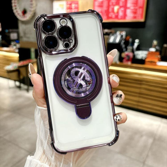 Space MagSafe Holder Phone Case with Lens Film, For iPhone 15 Pro Max, For iPhone 15 Pro, For iPhone 15 Plus, For iPhone 15