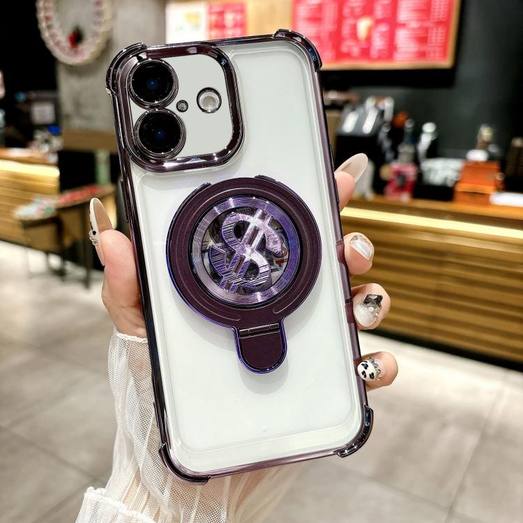 Space MagSafe Holder Phone Case with Lens Film, For iPhone 16 Pro Max, For iPhone 16 Pro, For iPhone 16 Plus, For iPhone 16