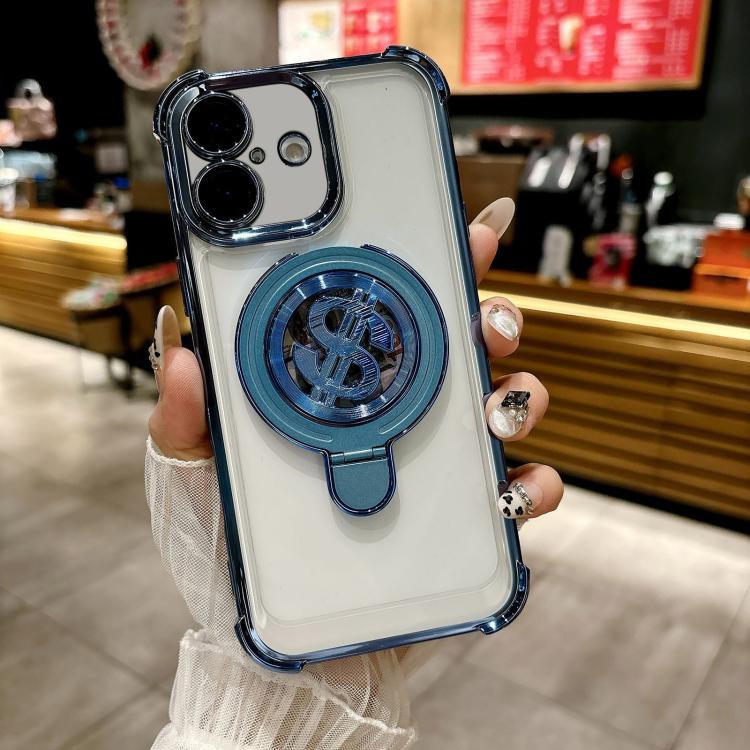 Space MagSafe Holder Phone Case with Lens Film, For iPhone 16 Pro Max, For iPhone 16 Pro, For iPhone 16 Plus, For iPhone 16